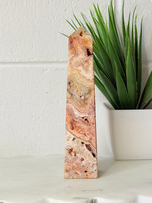 Crazy Lace Agate Tower - 13cm - 200g by Heartstone Sanctuary