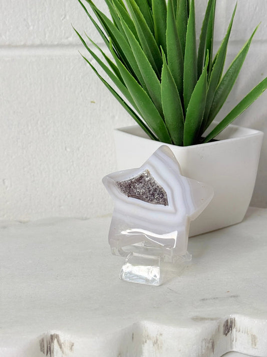 Agate Star Pendant, Natural Stone Jewelry, 18mm Star, Multicolor Banding by Heartstone Sanctuary