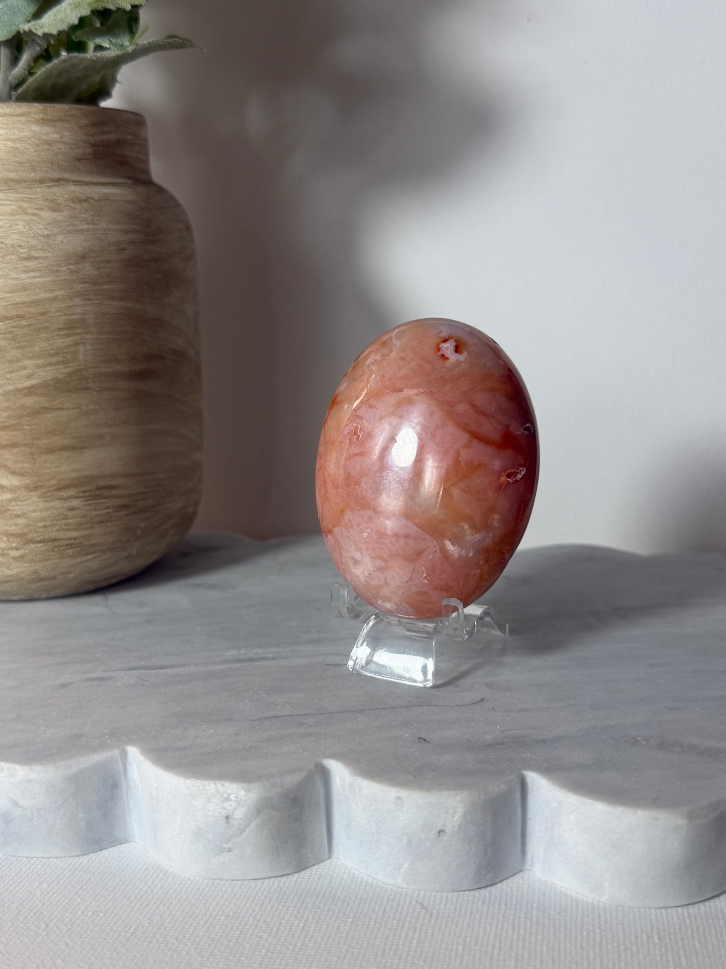 Pink Carnelian Palm Stone