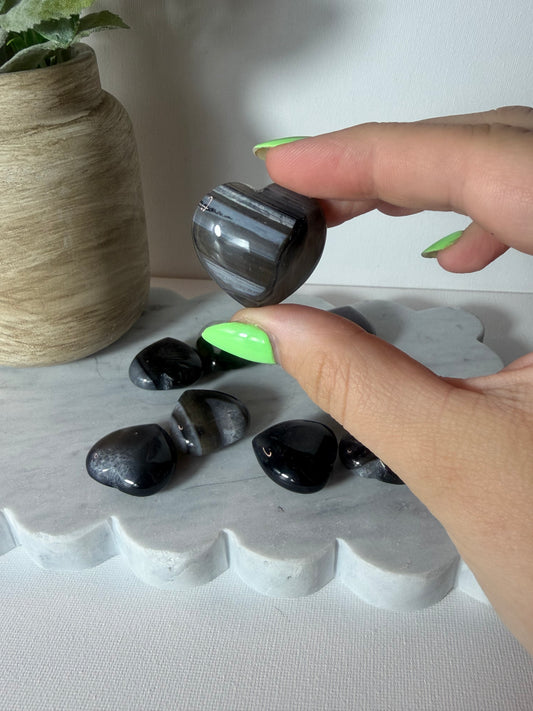 Black Agate Hearts