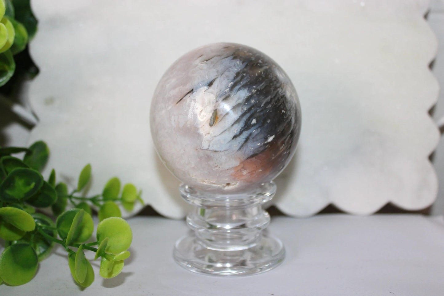Pink Plume Agate Sphere by Heartstone Sanctuary