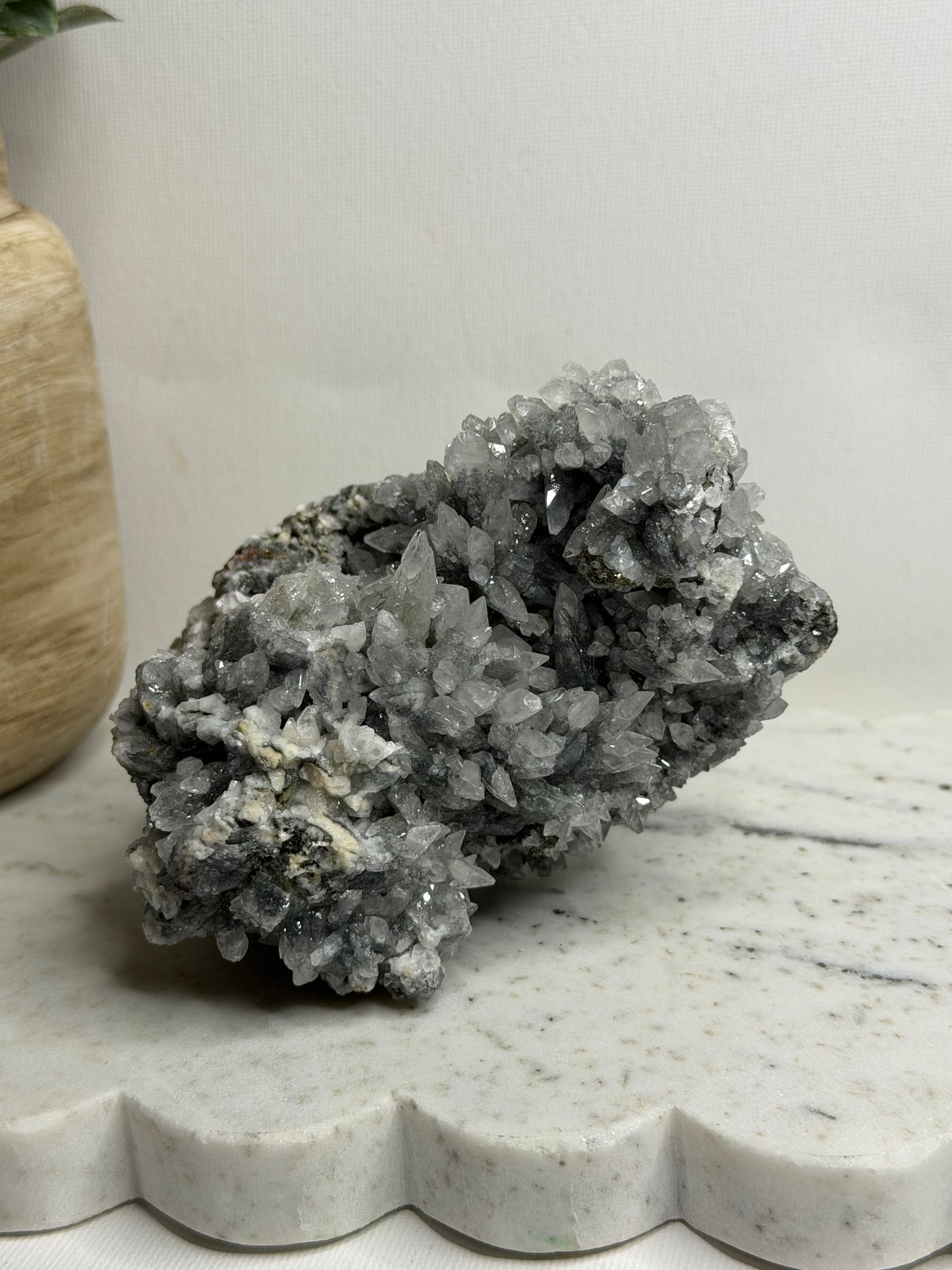 Quartz on Calcite, chlorite, Marcasite Specimen