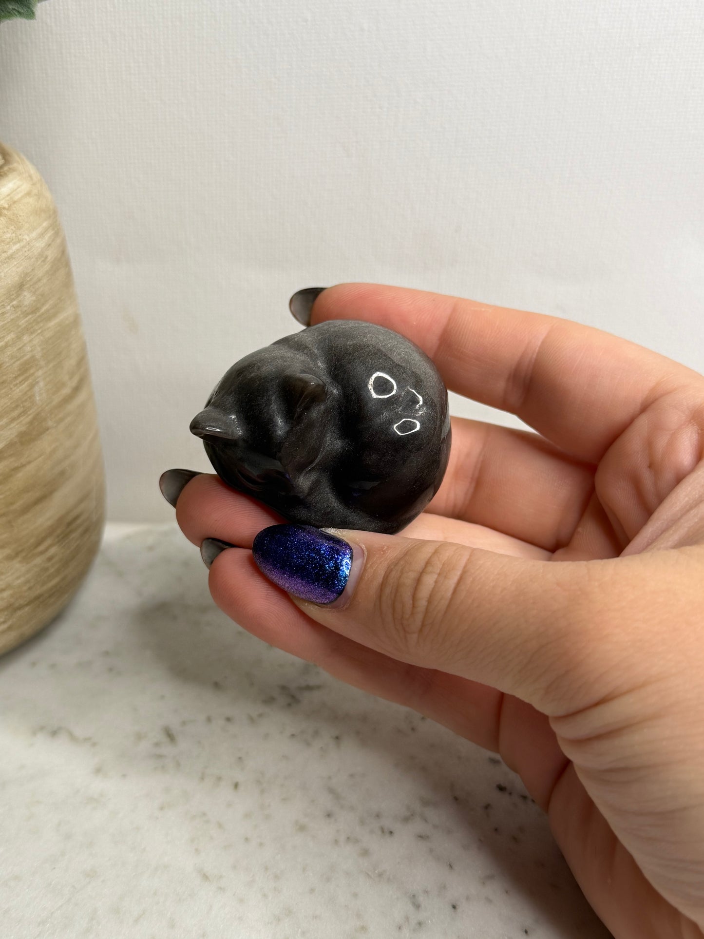 Silver Sheen Obsidian Cat