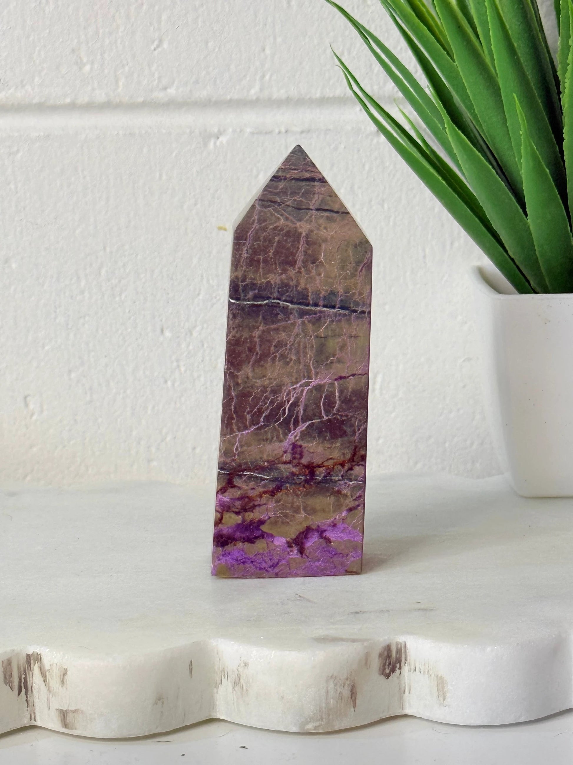 Atlantasite Crystal Tower Natural Stone For Meditation And Spiritual Growth Grounding Energy Alignment by Heartstone Sanctuary