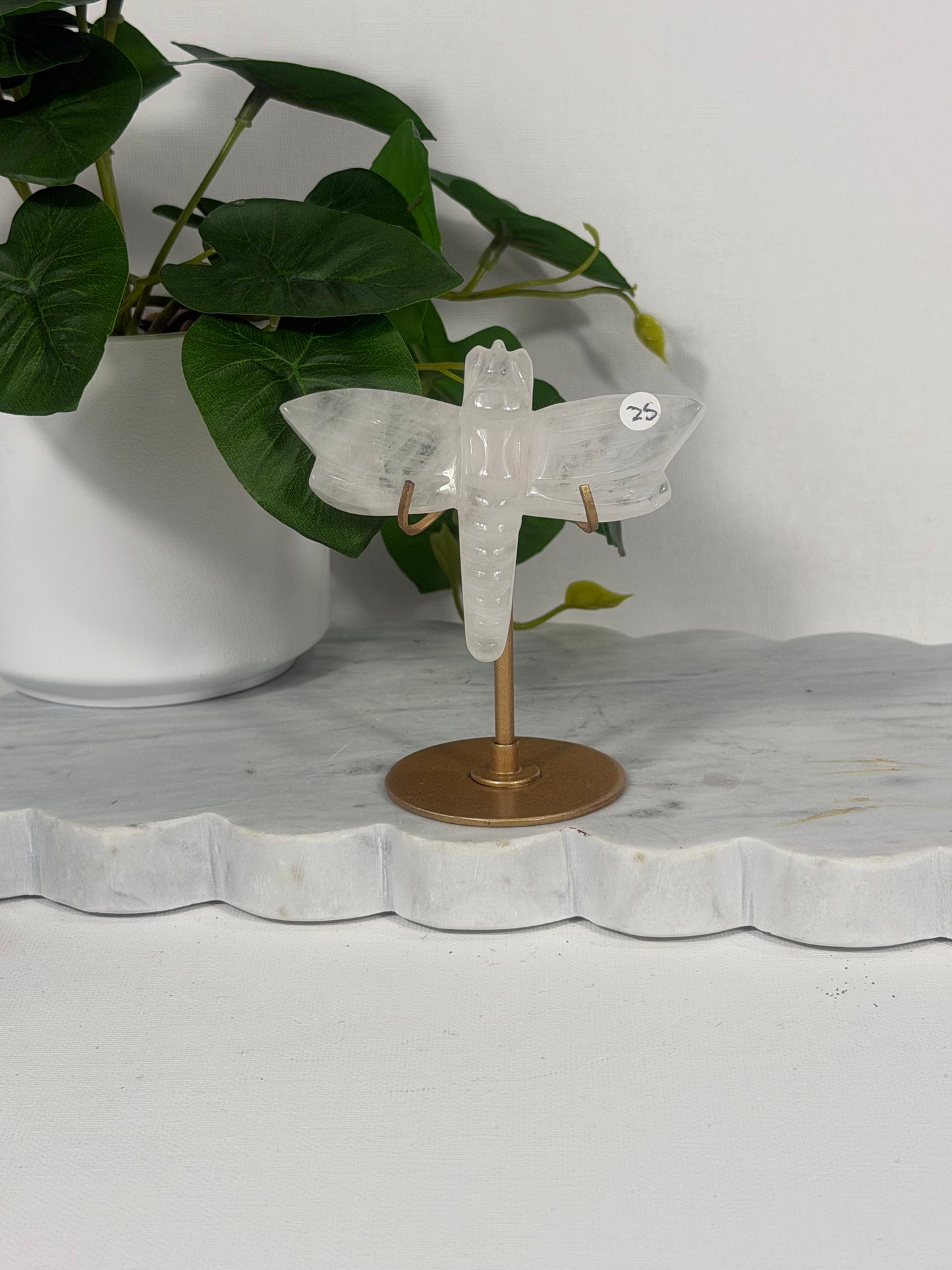 Clear Quartz Dragonfly on Stand
