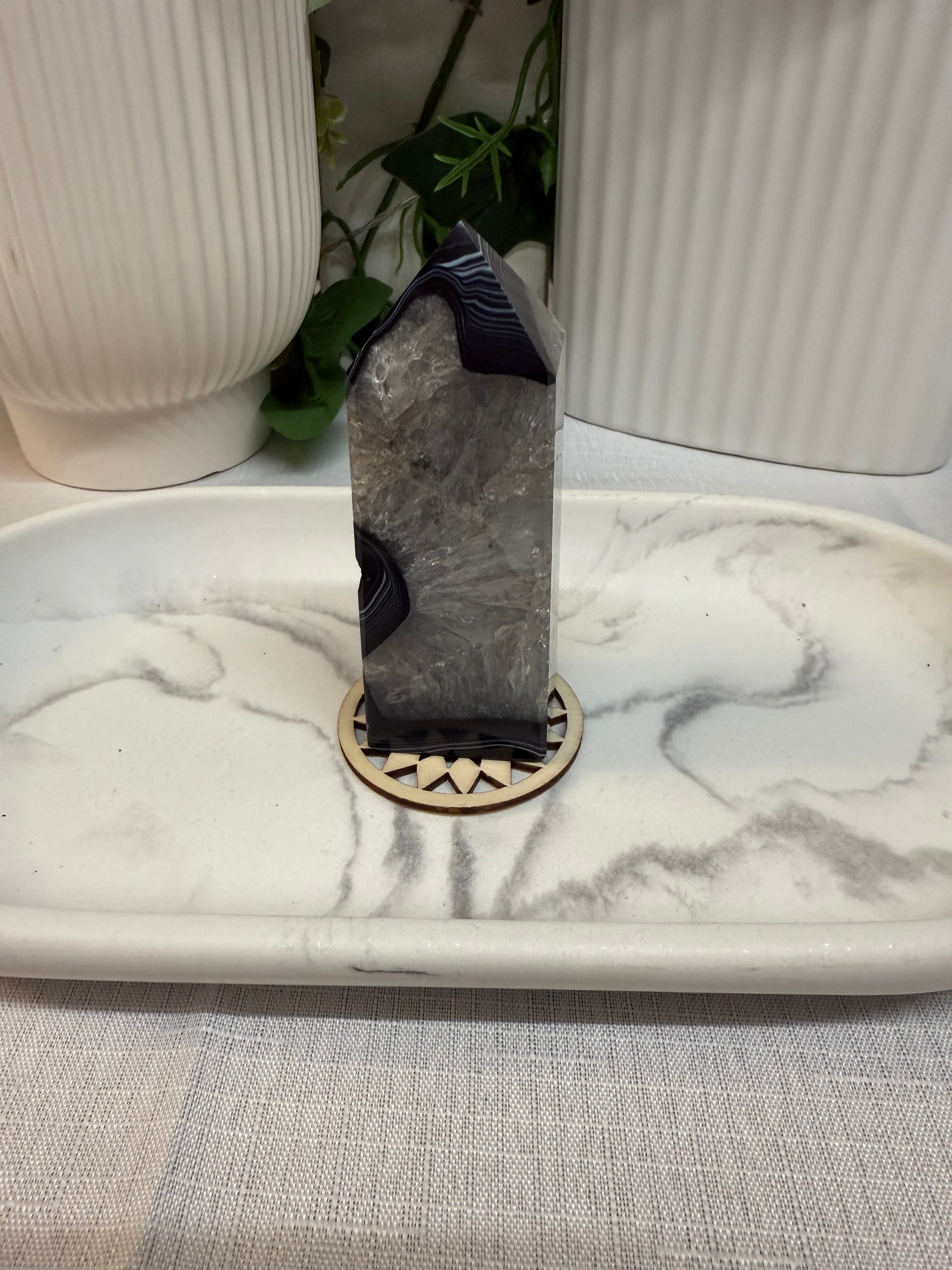 Black and White agate tower