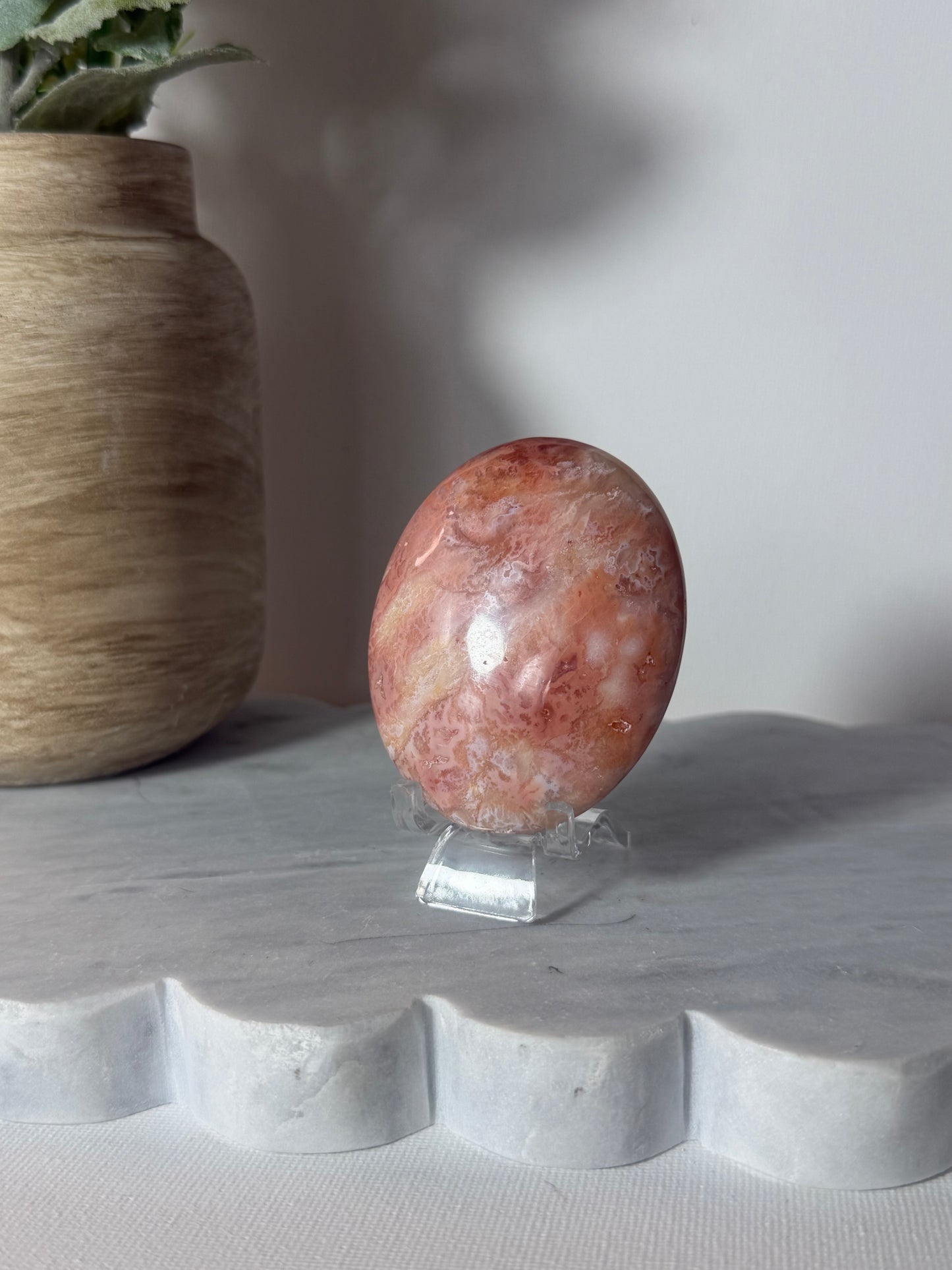 Pink Carnelian Palm Stone