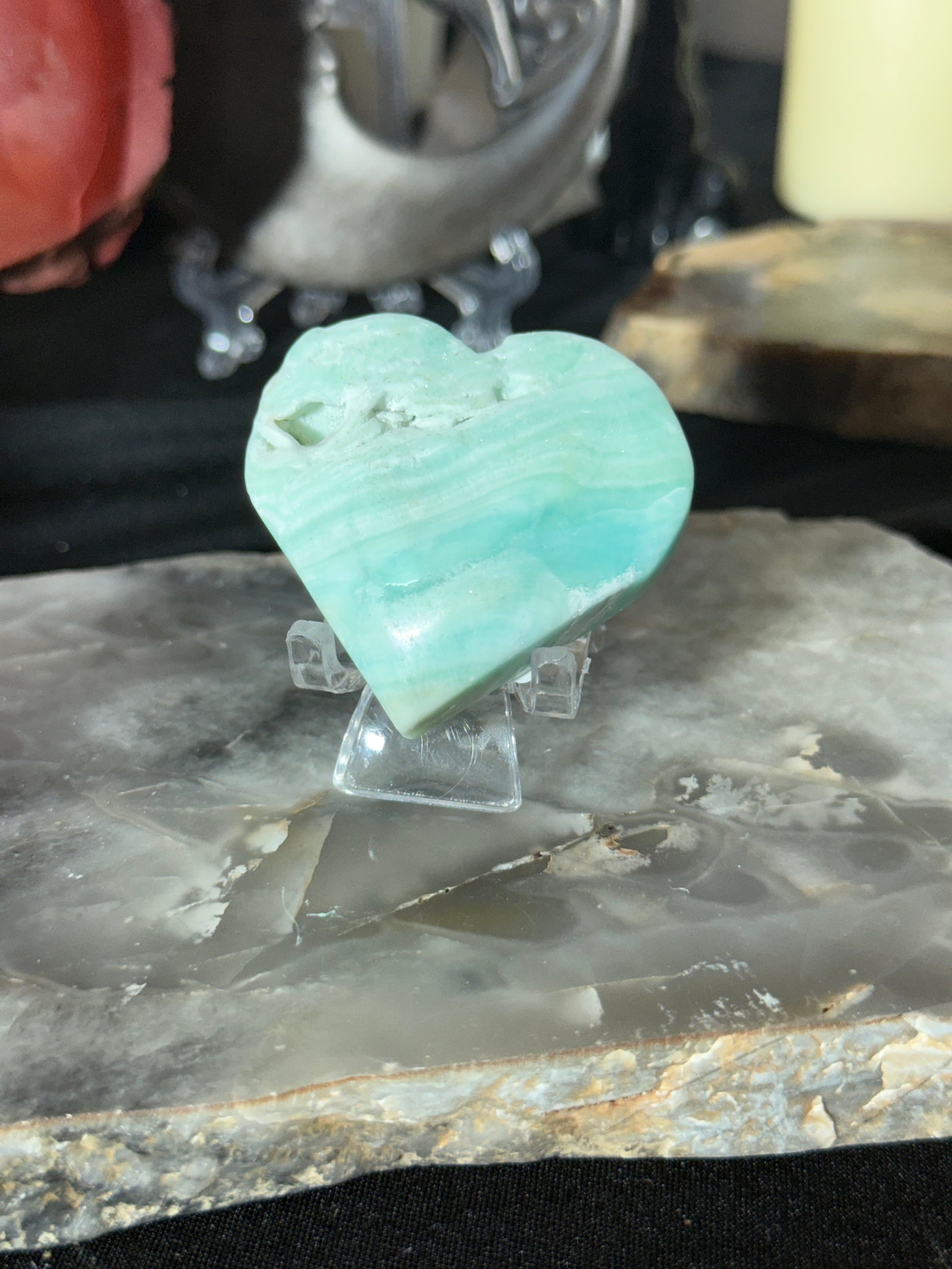Blue Aragonite Heart - 19B
