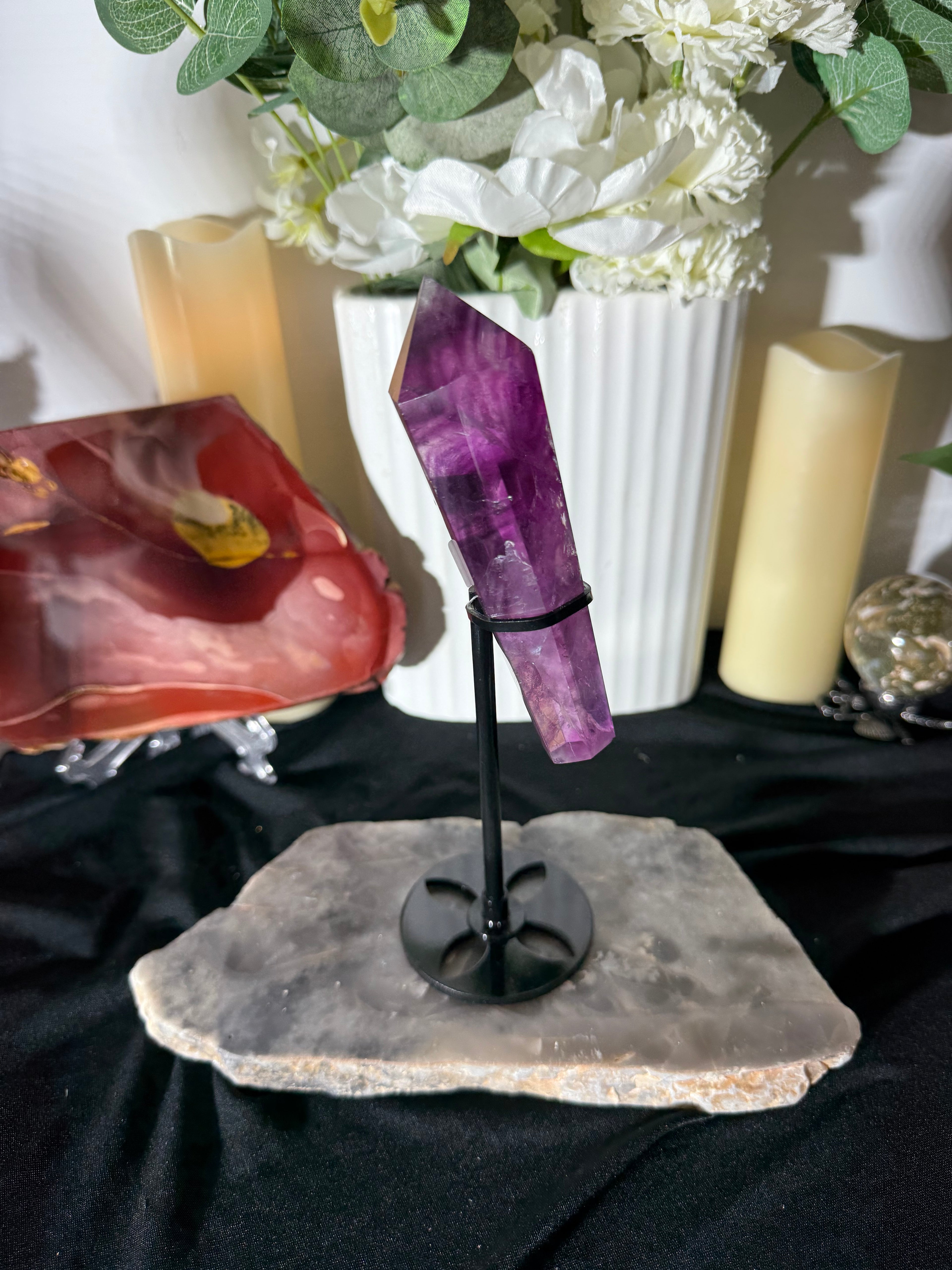 Fluorite wand in stand - 45A