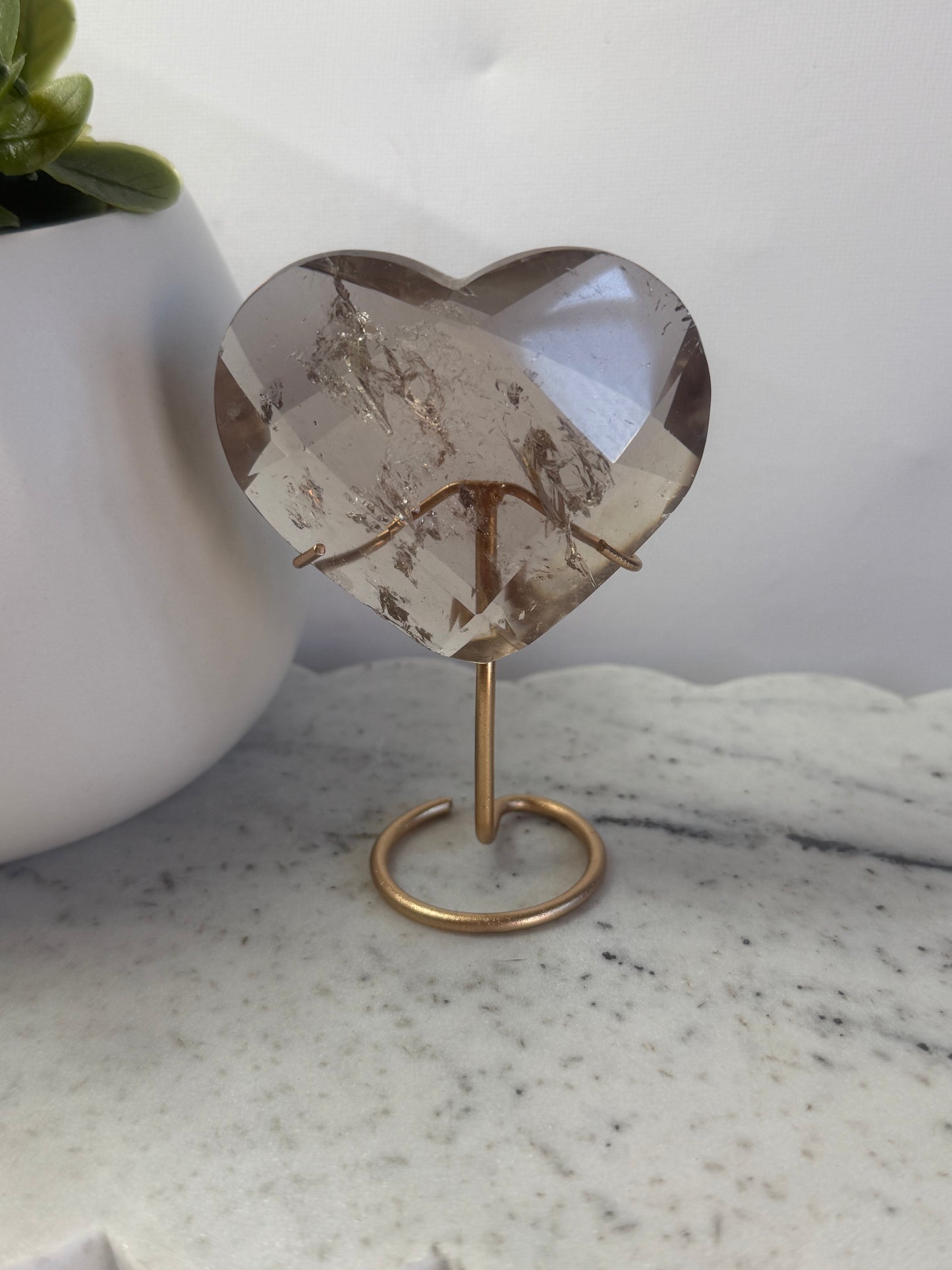 Faceted Light Smokey Quartz Heart