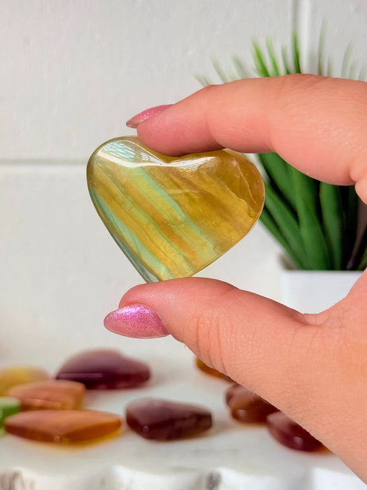 Mango Fluorite Heart Crystal - Intuitive Pick | Natural Yellow Fluorite Stone for Clarity & Joy by Heartstone Sanctuary