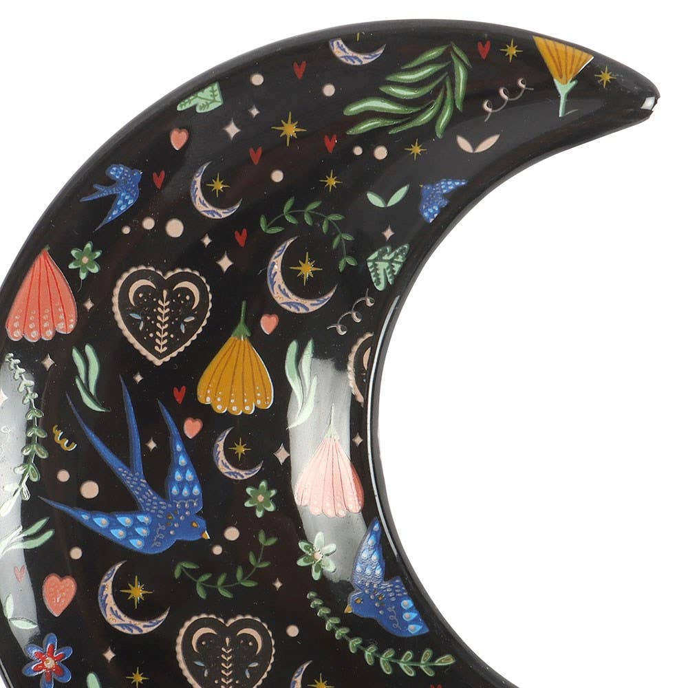 Midnight Bloom Crescent Moon Trinket Dish by WONDER IMPORTS AUSTRALIA