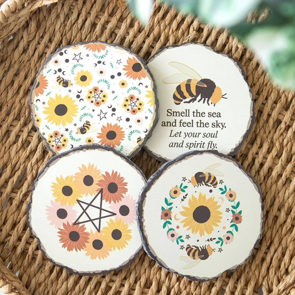 Summer Solstice Wood Slice Set of 4 Coasters by WONDER IMPORTS AUSTRALIA