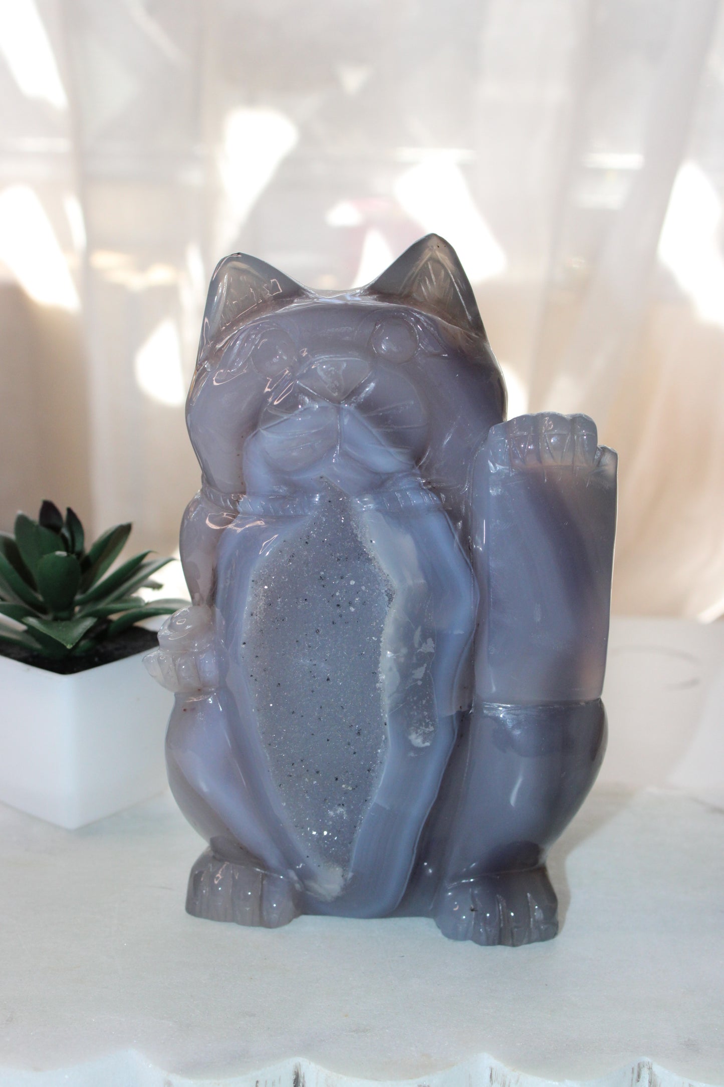 Druzy Agate Lucky Cat